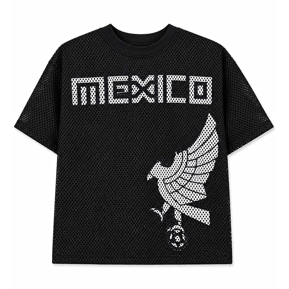 Mexico Soccer Shirt Black/White Mesh, Size M, Officially Licensed